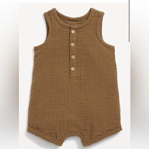 Nwt Unisex Sleeveless Henley Romper for Baby size 3/6M